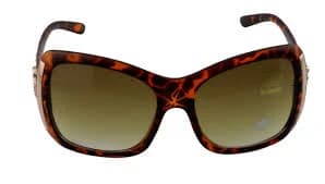SUNGLASSES-Womens Oversized Gradient Brown Lens Rhinestone Tortoise Shell Frame