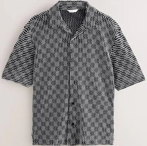 Next Men's Textured Jersey Short Sleeve Shirt