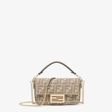 Fendi Dove Denim-effect Jacquard Baguette Mini Bag