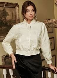 CLEARANCE SALE!!!! Women's Zip up Jacquard Bomber Ivory Jacket Plus Size 1XL | eBay