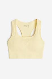 Women's Light yellow Seamless Sports Bra in DryMove™ | H&M US