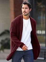 Manfinity Homme Men Casual Design Cardigan Plain Casual Chunky Cardigan Urban Dark Grey Cardigan, For Husband, Boyfriend Gifts, For Fall Winter, Long Sleeve Top | SHEIN USA