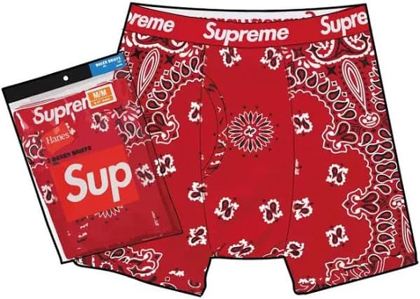 Supreme / Hanes Bandana Boxer Briefs (2 Pack) "Red"