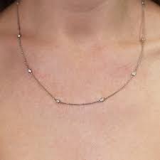 1 Ctw Natural Diamond Station Necklace / Diamond by the Yard / Solid 14k 18k Gold / Layering Necklace / Bezel Set Diamonds / 14 to 20 Inches - Etsy