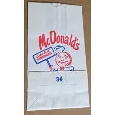 Rare Early McDonald's #3 Paper Bag Scarce / Vintage Speedee