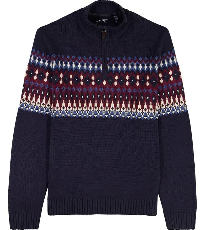 IZOD SPORTSWEAR Holiday Fairisle 1/4 Zip Sweater