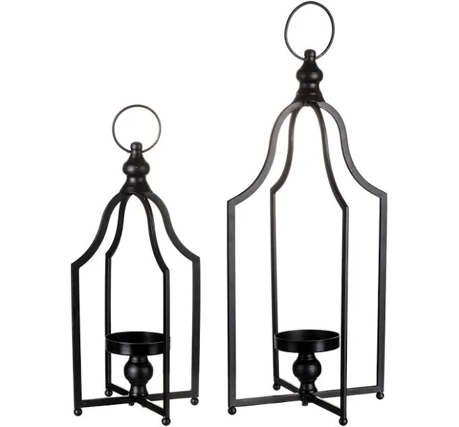 Glitzhome Modern Farmhouse Candle Lantern Set of 2
