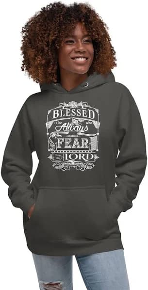Proverbs 28-14 Hoodie with Pouch Pocket