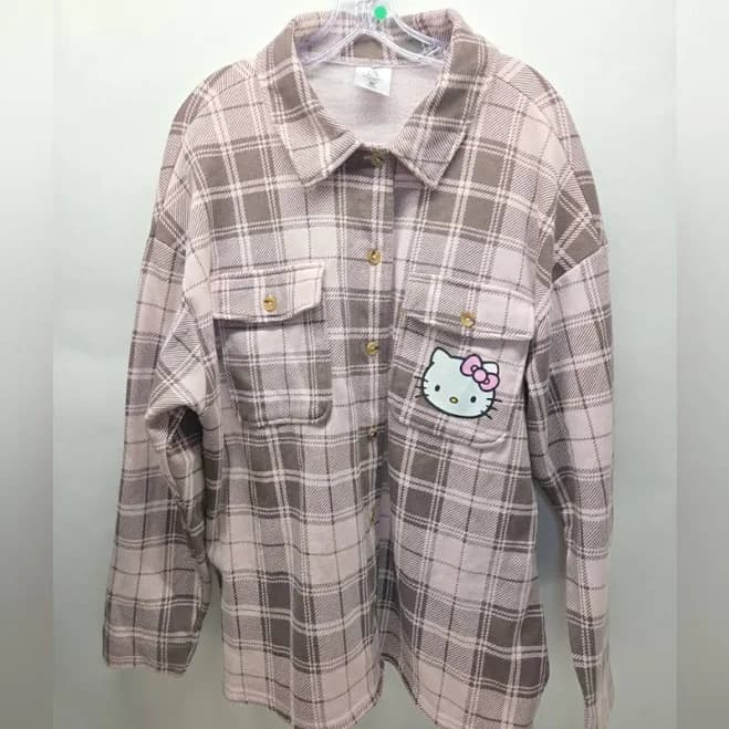 Hello Kitty Plaid Flannel Shirt