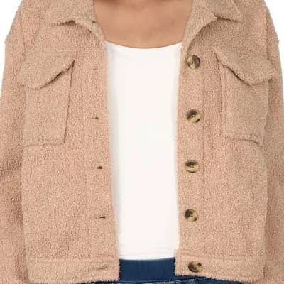 Natural Reflections Cropped Sherpa Shirt Jacket