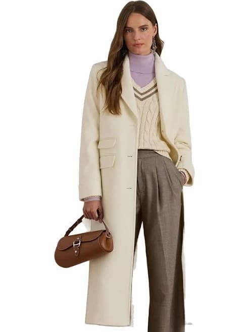 Lauren Ralph Lauren Double Breasted Wool Blend Reefer Coat