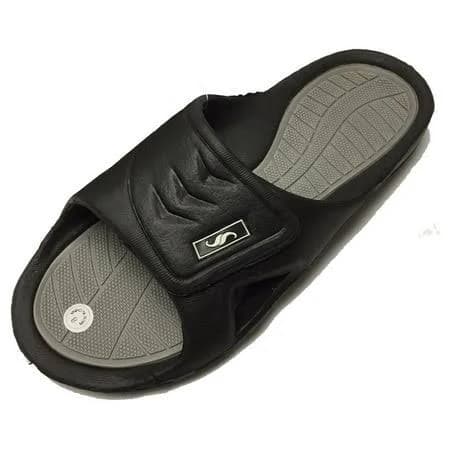 Shoe Shack Men's Rubber Slide Sandal with Velcro Strap