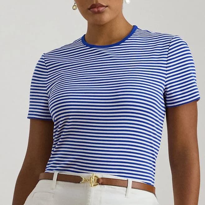 Ralph Lauren Women's Plus Size Stretch Cotton Crewneck Tee