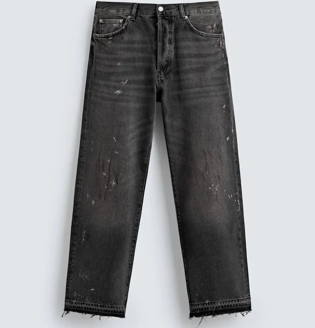 Zara Men's Splattered Loose Fit Jeans