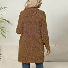 Women's 2024 Winter Casual Long Sleeve Lapel Button Down Cardigan Sweater Loose Trendy Clothing Outerwear with Pockets Brown at Amazon Women's Clothing store