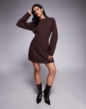 ASOS DESIGN fringed plaid oversized sweater in chocolate | ASOS