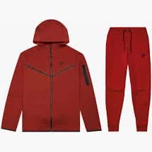 Nike Sportswear Tech Fleece Full Zip Hoodie & Joggers Set Gym Red/black
