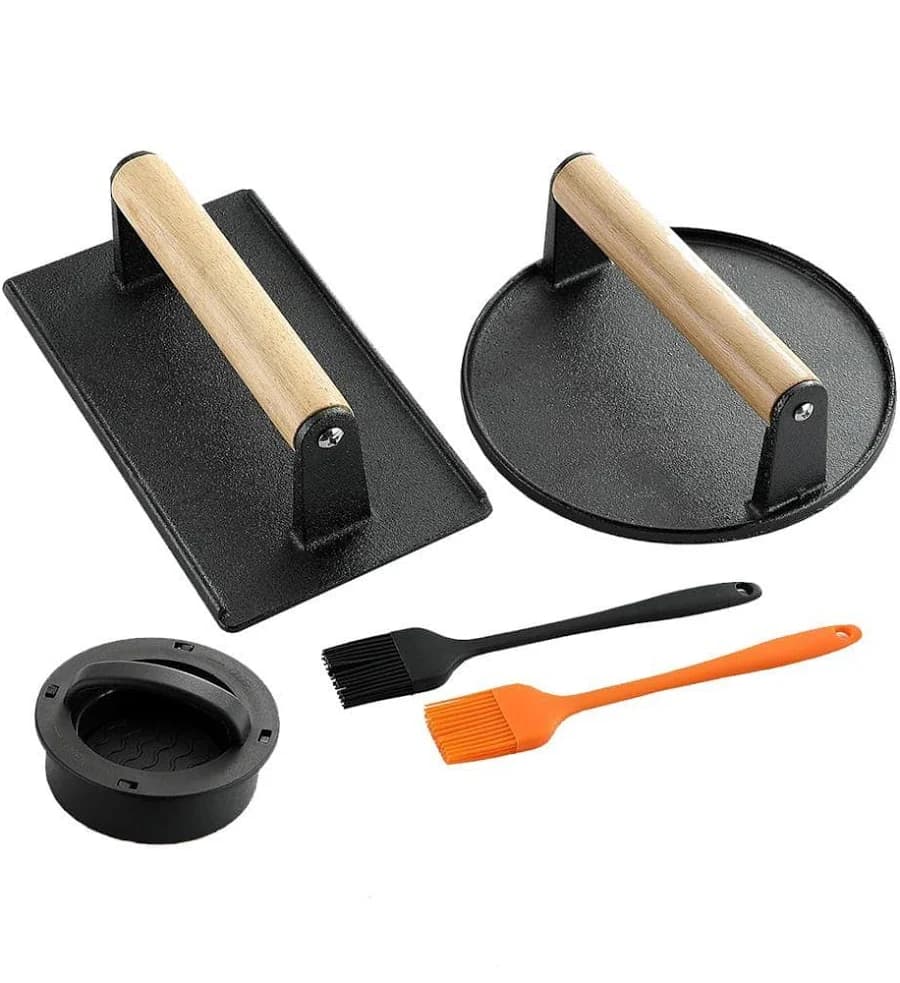 Anqtovp 5-Piece 4-in-1 Patty Maker Smash Burger Press Kit