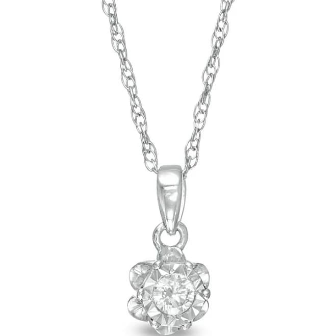 Zales 1/15 ct. Diamond Solitaire Flower Pendant in Sterling Silver
