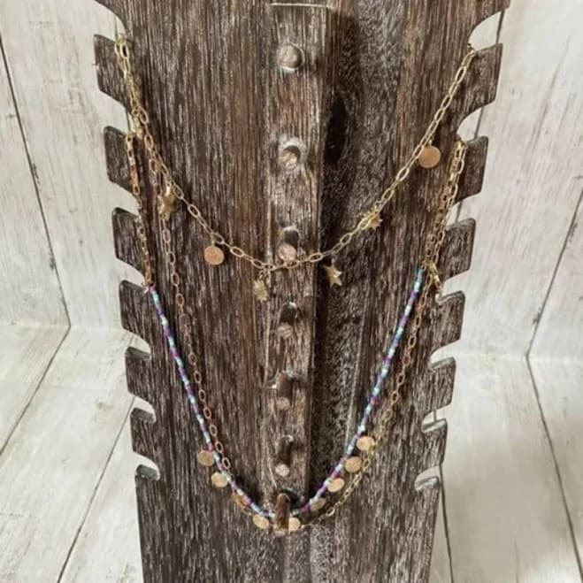 Rebecca Minkoff 14k Gold Layered Necklace with Celestial Charms and Medallions