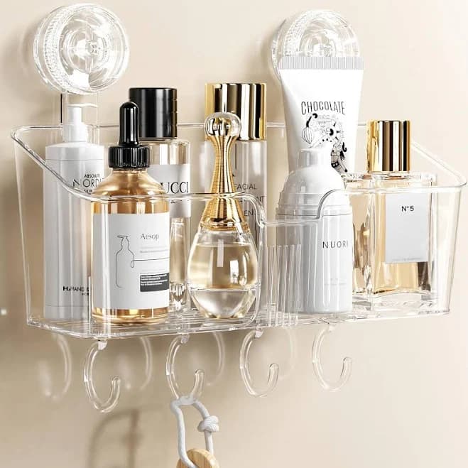 LUXEAR Clear Suction Shower Caddy