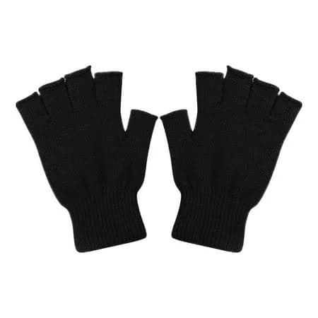 Kaireo Black Fingerless Gloves,Winter Warm Half-Finger Design for Men and Women Knitted and