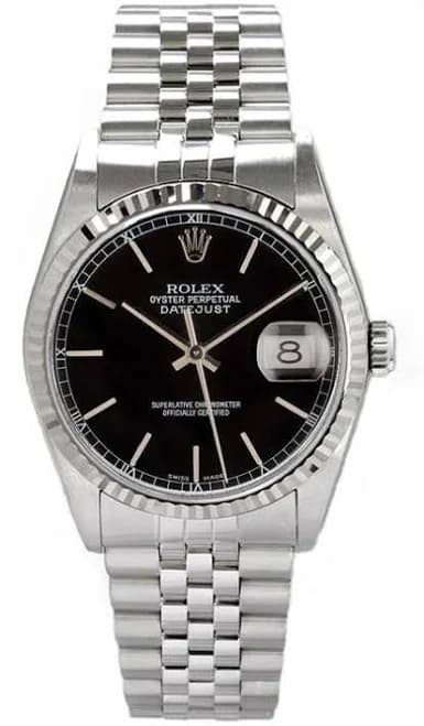 Rolex Men's Datejust Stainless Steel Black Index Dial