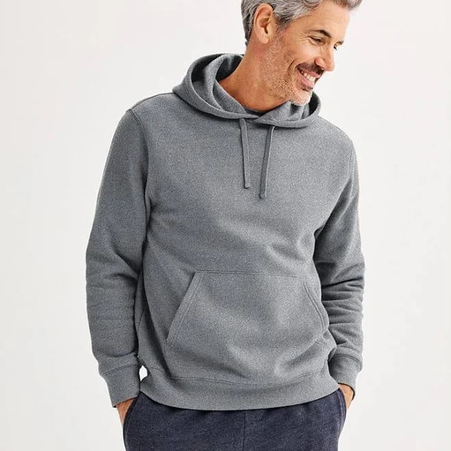 Men's Tek Gear Ultra Soft Fleece Hoodie, Size: Large, Light Gray