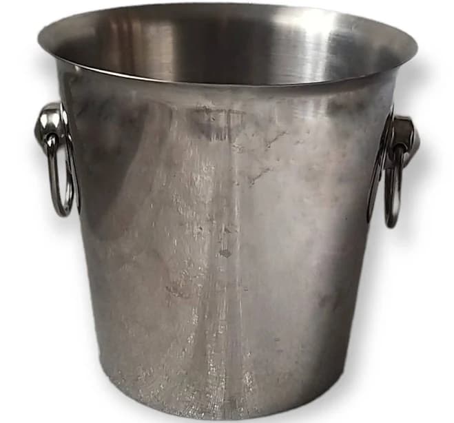 Champagne Wine Cooler Ice Bucket Silver Stainless Steel Metal With Ring Handles Dining Table Kitchen Bar Decor