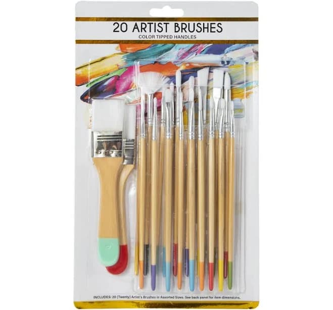 20-Count Color Tipped Artist Brushes