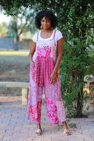 226085 Mauve Patchwork Overall with Adjustable Straps