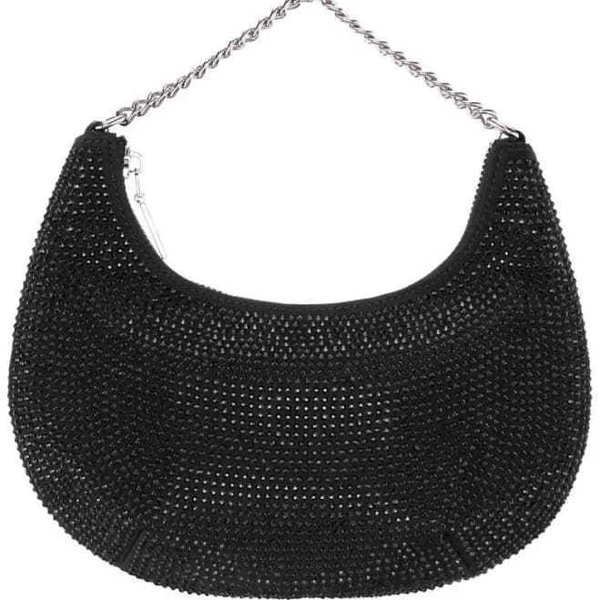 Nina Women's All Over Crystal Crescent Moon Crossbody Bag