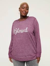 Long Sleeve Crew Neck Sweatshirt wi | LaneBryant