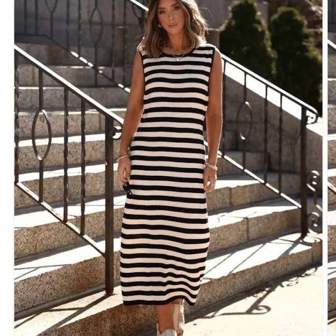 Sleeveless Striped Maxi Dress