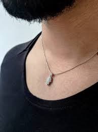 White Gold Hamsa Necklace with Shiny Diamonds - Israel Center of Judaica