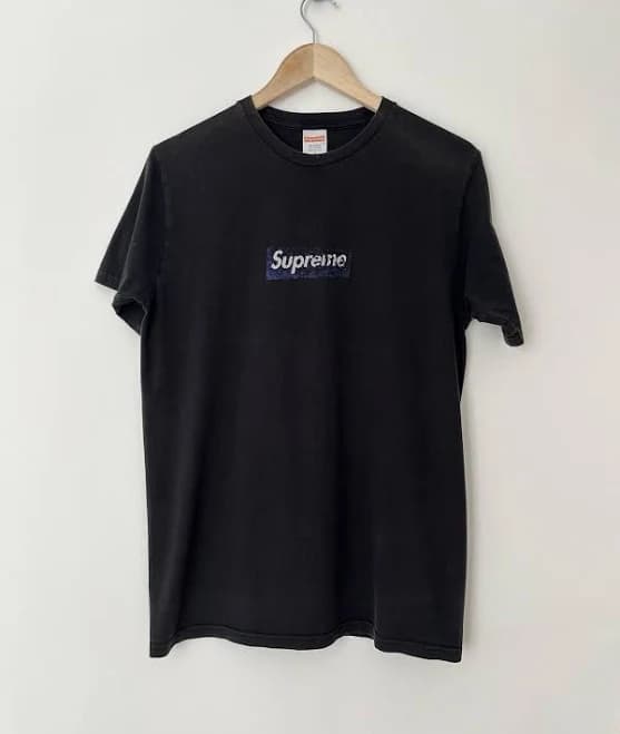 Supreme Blue Box Logo Tee Black Tee Size M