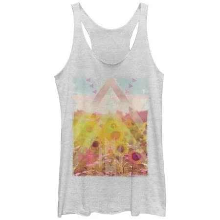 Lost Gods Women's Geometric Print Sunflowers Racerback Tank Top
