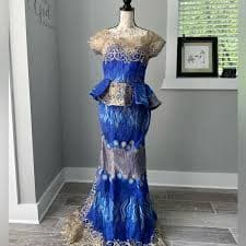 Dresses | Blue And Gold Formal Gown | Poshmark