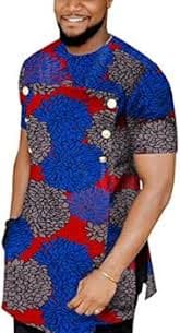 Adhdyuud African Clothing Ankara Dashiki African Shirt Short Sleeve Printed Top Nigerian Clothing, 24FS1221 : Amazon.com.be: Fashion