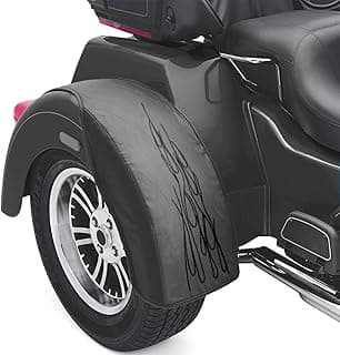 PU Leather Flame Rear Trike Fender Bra Cover Compatible with Harley Tri Glide Ultra Classic FLHTCUTG 2009-2025, Street Glide Trike FLHXXX 2010-2011 (Black)