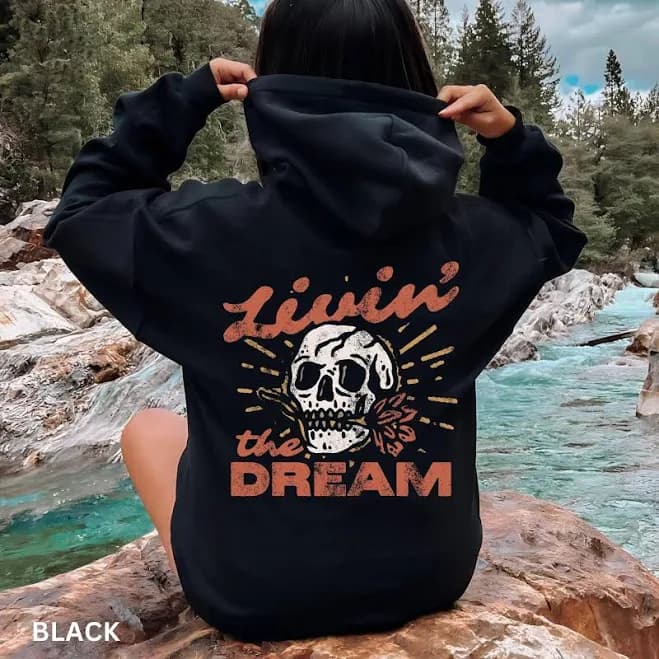 Vintage Distressed Skull Graphic Hoodie
