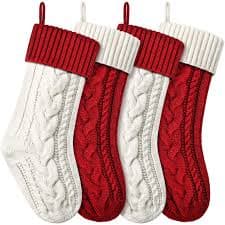 ITUBU 18 Inches Christmas Stockings Cable Knitted Xmas Stocking Large Fireplace Stockings for Family Holiday Christmas Decorations (Ivory/Burgundy, Burgundy/Ivory, 4) : Amazon.ae: Home