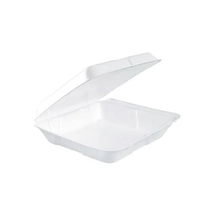 Dart Foam Hinged Lid Containers 8 x 8 x 2 1/4 White 200/Carton