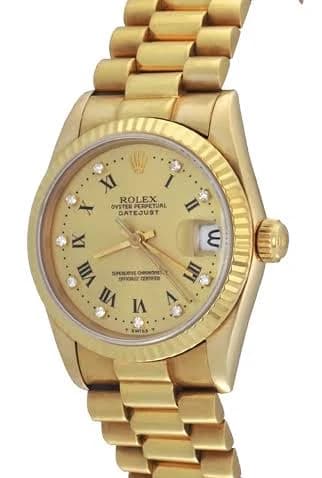 Rolex Datejust Presidential 18K Gold Diamond Dial Fluted Watch