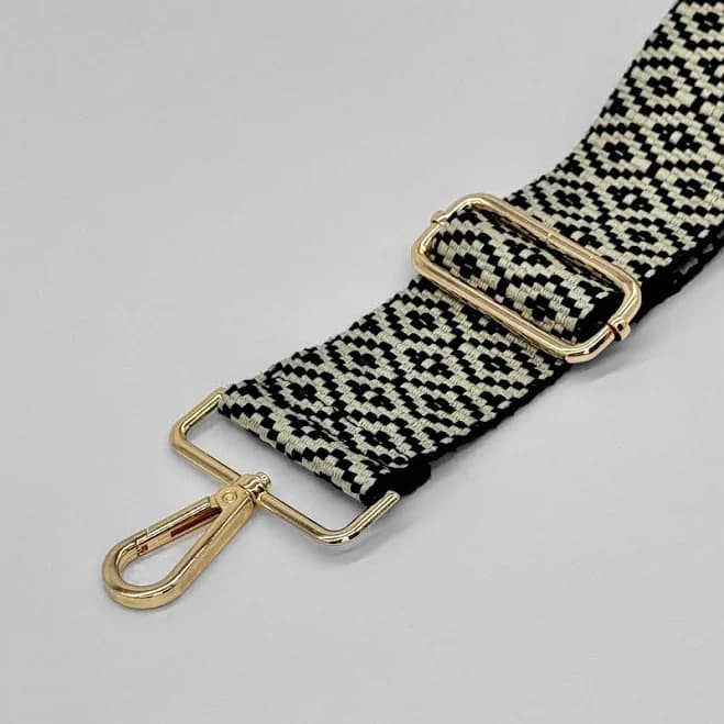 Noir & Blanc Woven Mosaic Bag Strap