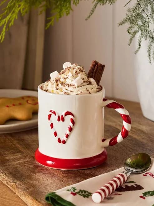 Next Red Candy Cane Heart Mug