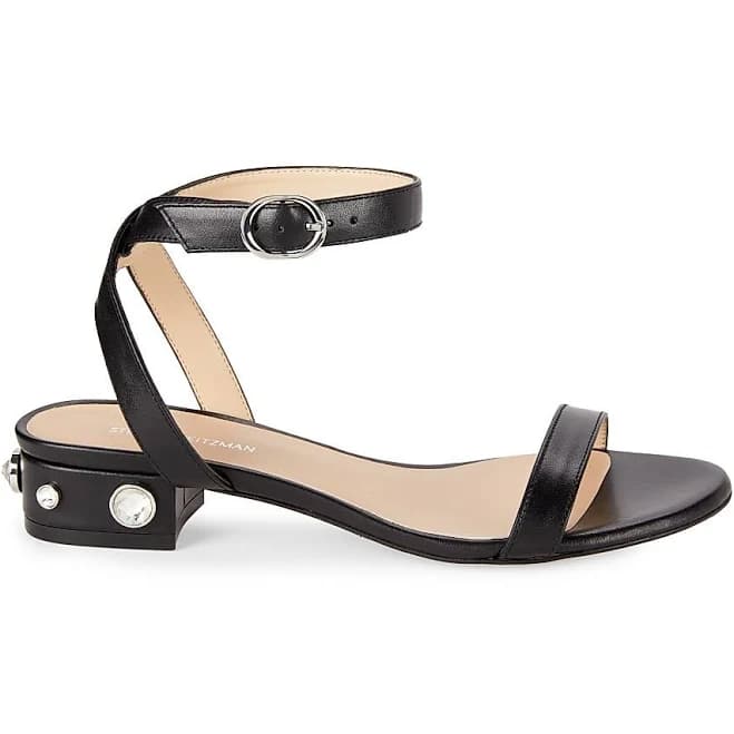 Stuart Weitzman Women's Dancer Allshine Embellished Leather Flat Sandals