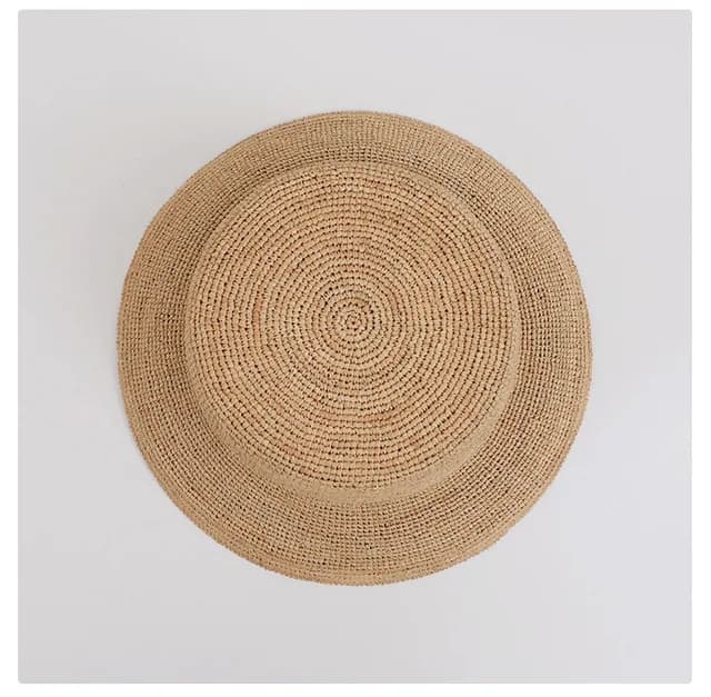 Summer Handmade Raffia Straw Wide Brim Bucket Hats Women Fashion Casual Sun Hat Foldable Flat Top Straw Hats Vacation Beach Hat - AliExpress