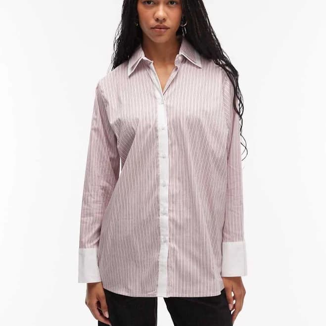 ASOS Double Collar Oversized Stripe Shirt