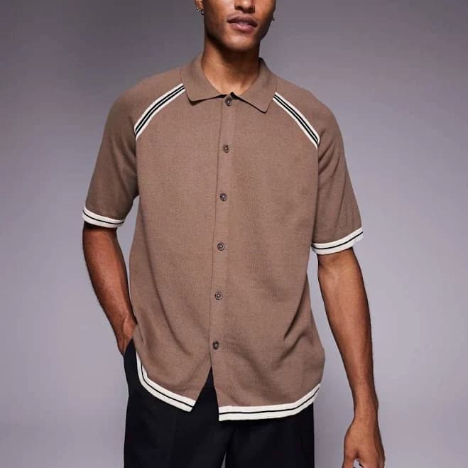 ASOS Relaxed Knit Button Up Polo